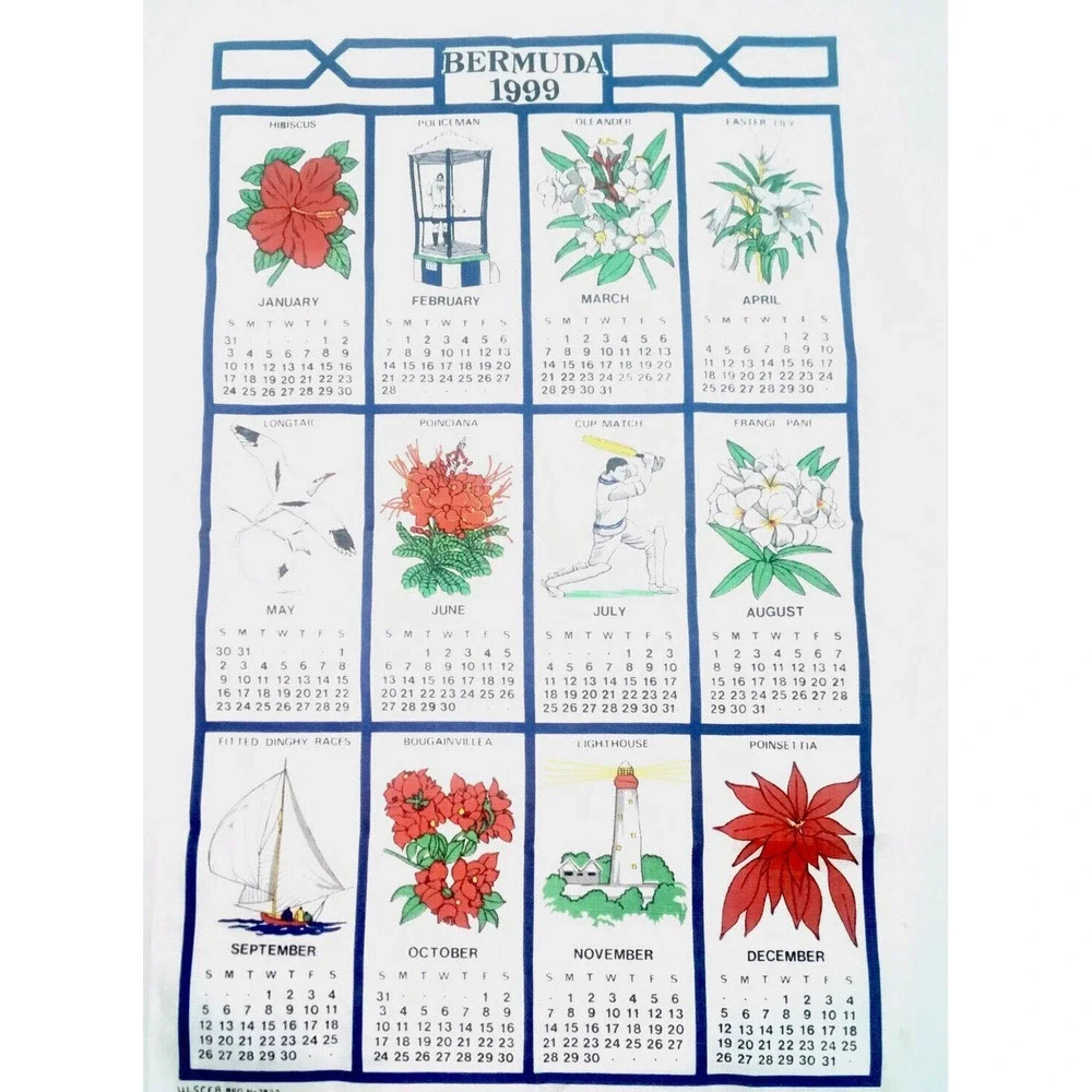 Ulster Weavers 1999 Bermuda Tea Towel Vintage Cottagecore Kitchen Decor Cloth